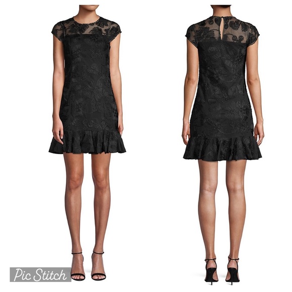 H by Halston Dresses & Skirts - H by Halston Black Floral Motif Bell Hem Dress